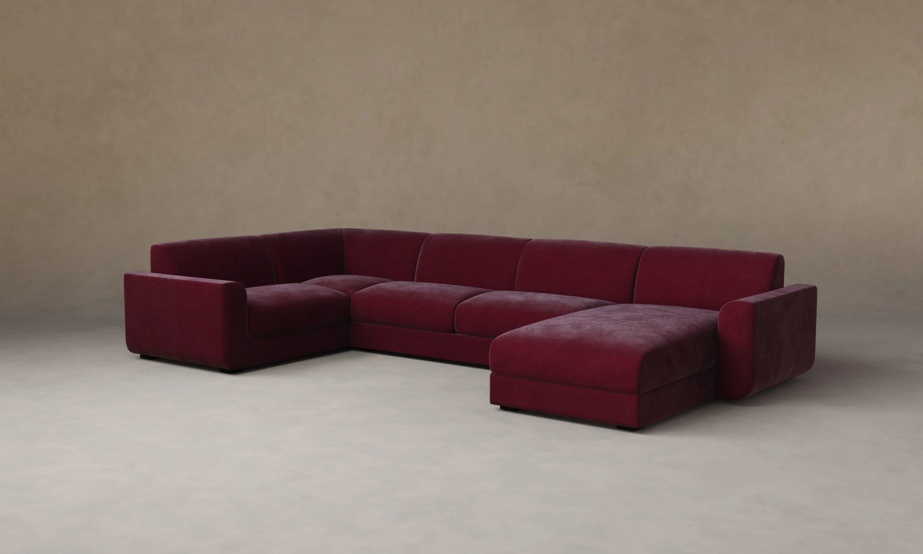 The Marcello Sectional - Performance Velvet Merlot - Image 4