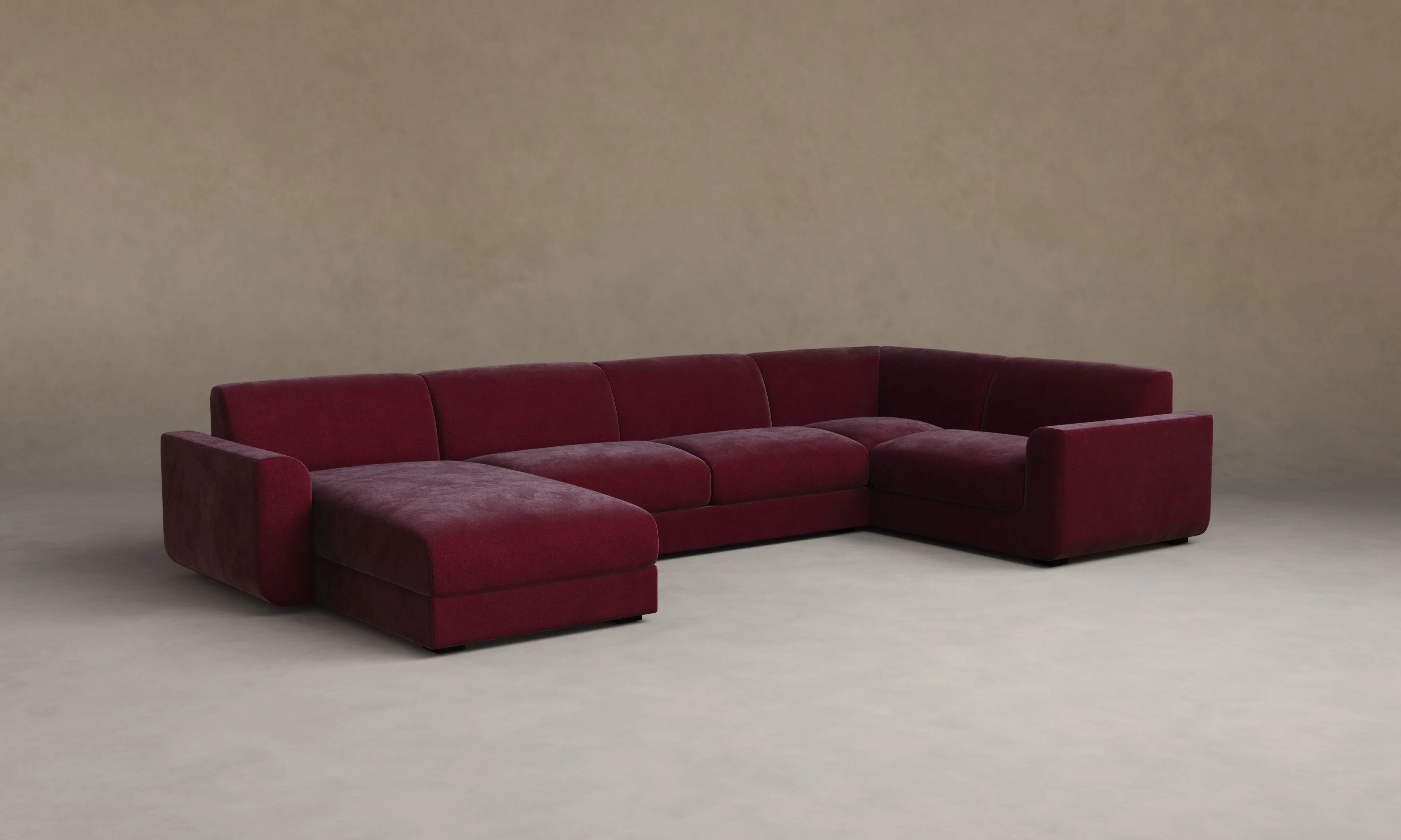The Marcello Sectional - Performance Velvet Merlot - Image 5