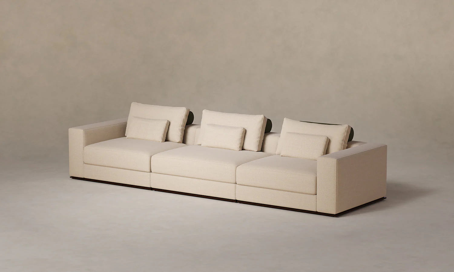 The Nicola Modular Sofa - Mixed Materials Performance Textural Weave Savanna with Nubuck Leather Artichoke - Image 3